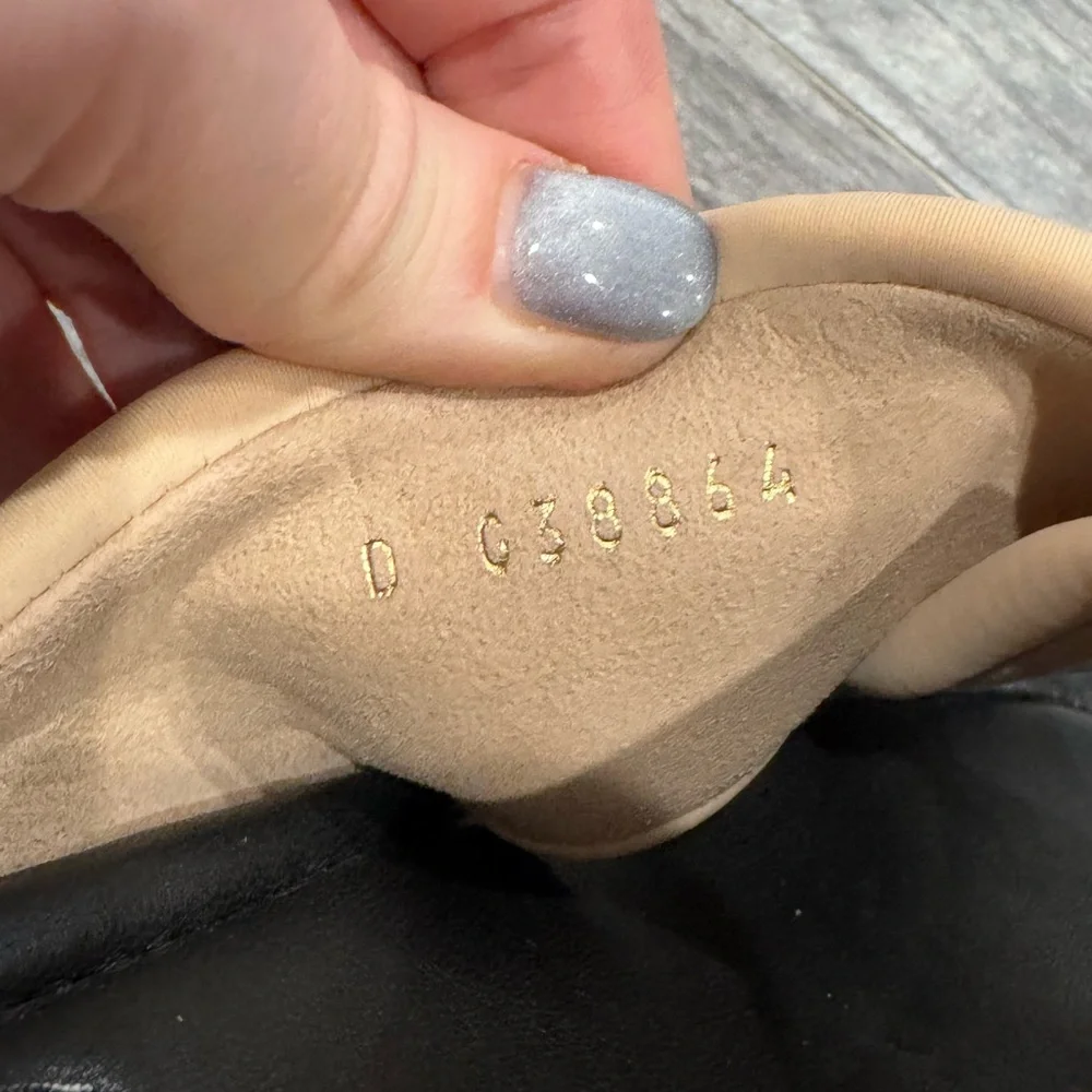 Chanel beige black Rev criss cross puffy CC logo slide sandals